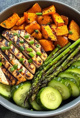 Grilled Chicken Bowl with Sweet Potato, Asparagus & Cucumber Medley