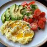 Scrambled Egg & Avocado Plate with Tomato Salad & Sauerkraut