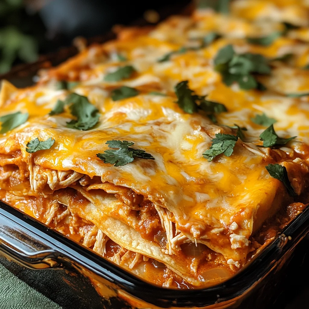 Shredded Chicken Enchilada Casserole