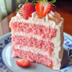 Strawberry Cake with Whipped Cream Cheese Frosting