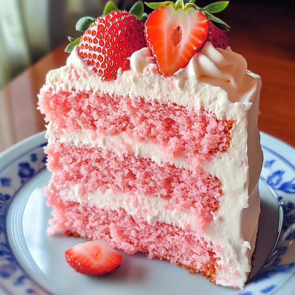 Strawberry Cake with Whipped Cream Cheese Frosting