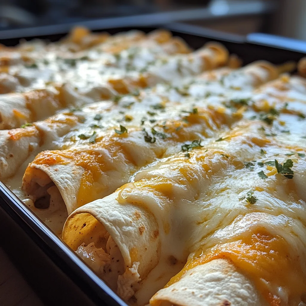 38g Protein Chicken Enchiladas with Dreamy White Sauce
