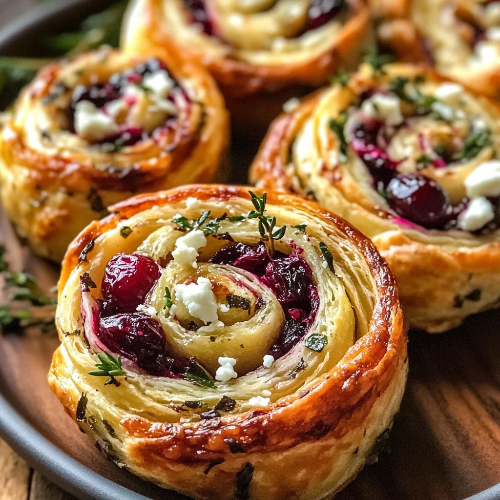 Cranberry Cream Cheese Pinwheels with Feta & Herbs