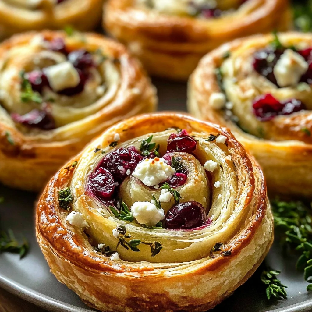 Cranberry Cream Cheese Pinwheels with Feta &amp; Herbs