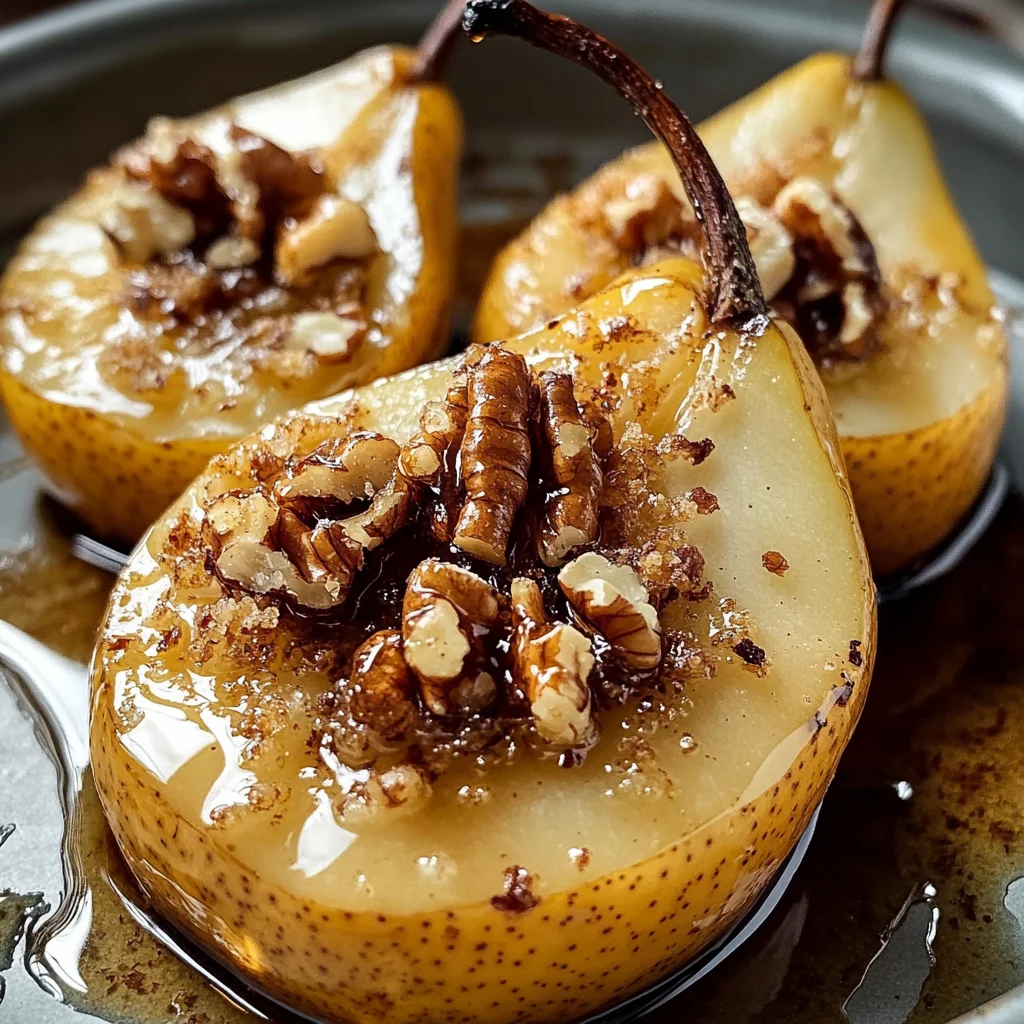 Gebackene Birnen mit Honig und Walnüssen