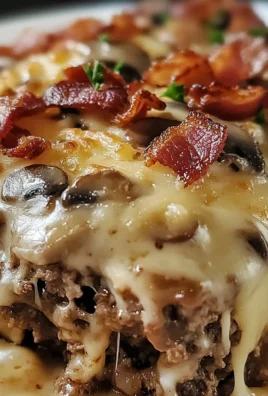 Mushroom Swiss Turkey Bacon Meatloaf Casserole