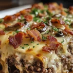 Mushroom Swiss Turkey Bacon Meatloaf Casserole