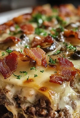 Mushroom Swiss Turkey Bacon Meatloaf Casserole