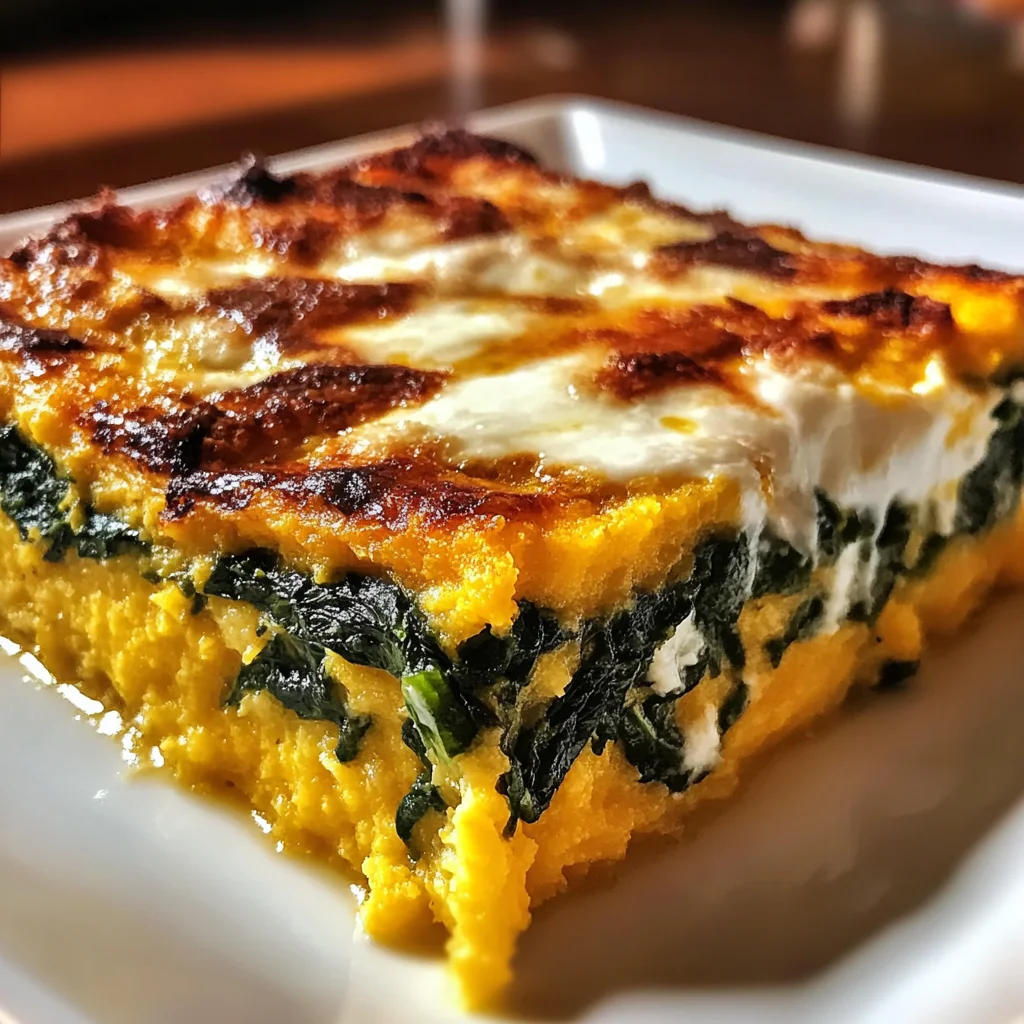 Pumpkin Spinach Polenta Casserole is a must-try dish!