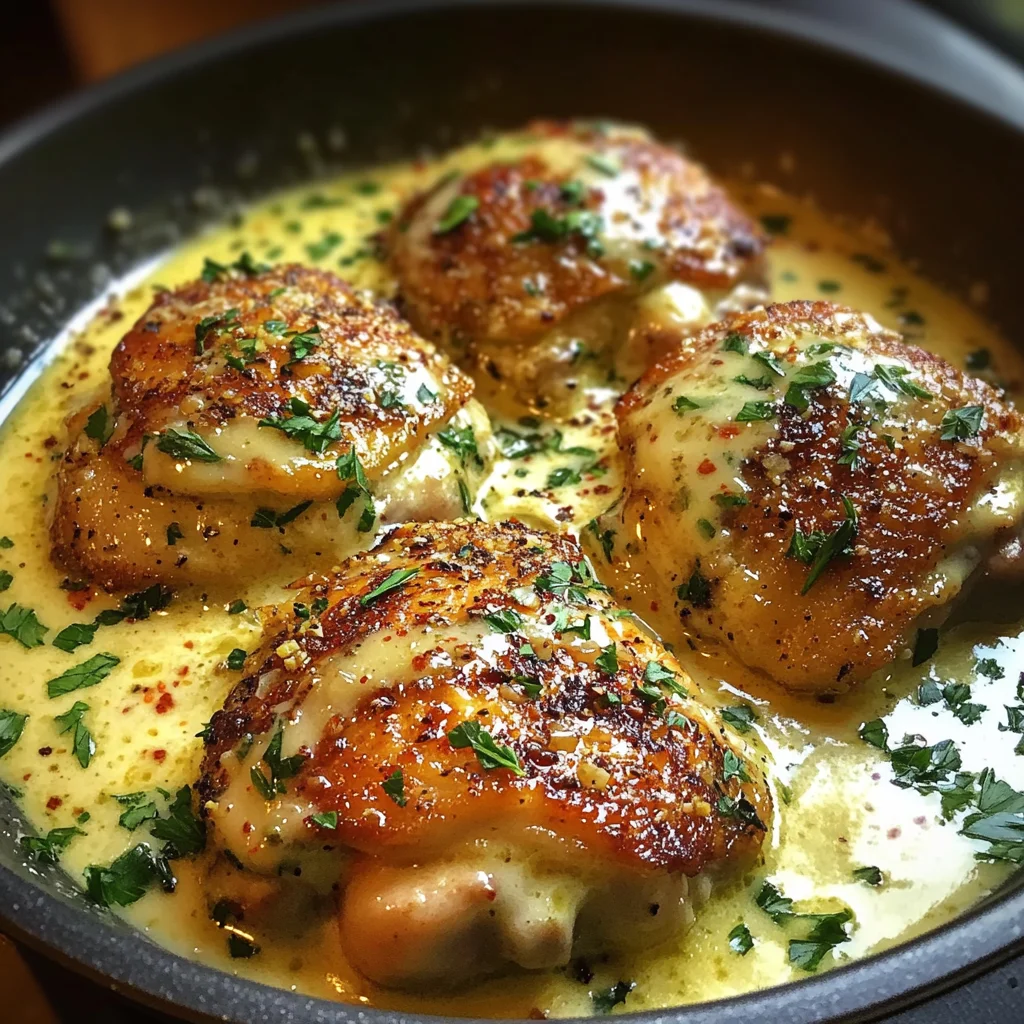 Bobby Flay Chicken Thighs with Creamy Garlic Sauce