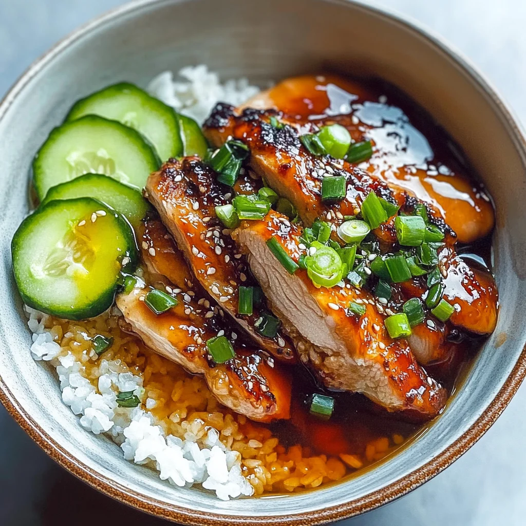 Caramelised Soy Chicken in Garlic Ginger Broth with Rice