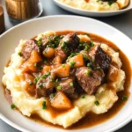 Fall Apple Cider Stew over Mashed Potatoes