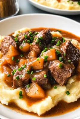 Fall Apple Cider Stew over Mashed Potatoes