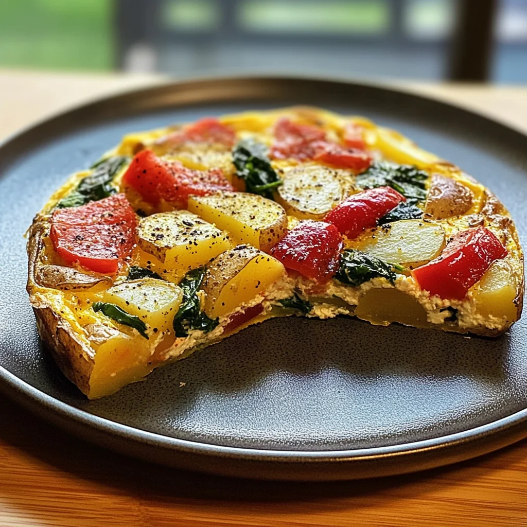 Frittata with Potatoes, Red Peppers, and Spinach Recipe