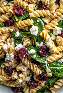 Nutritious Spinach Pasta Salad with Feta and Cranberries