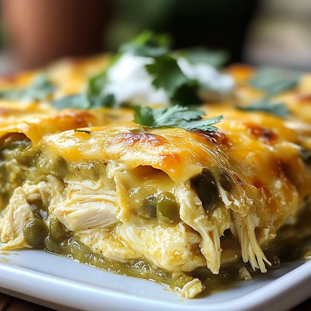Quick and Easy Green Chile Chicken Enchilada Casserole