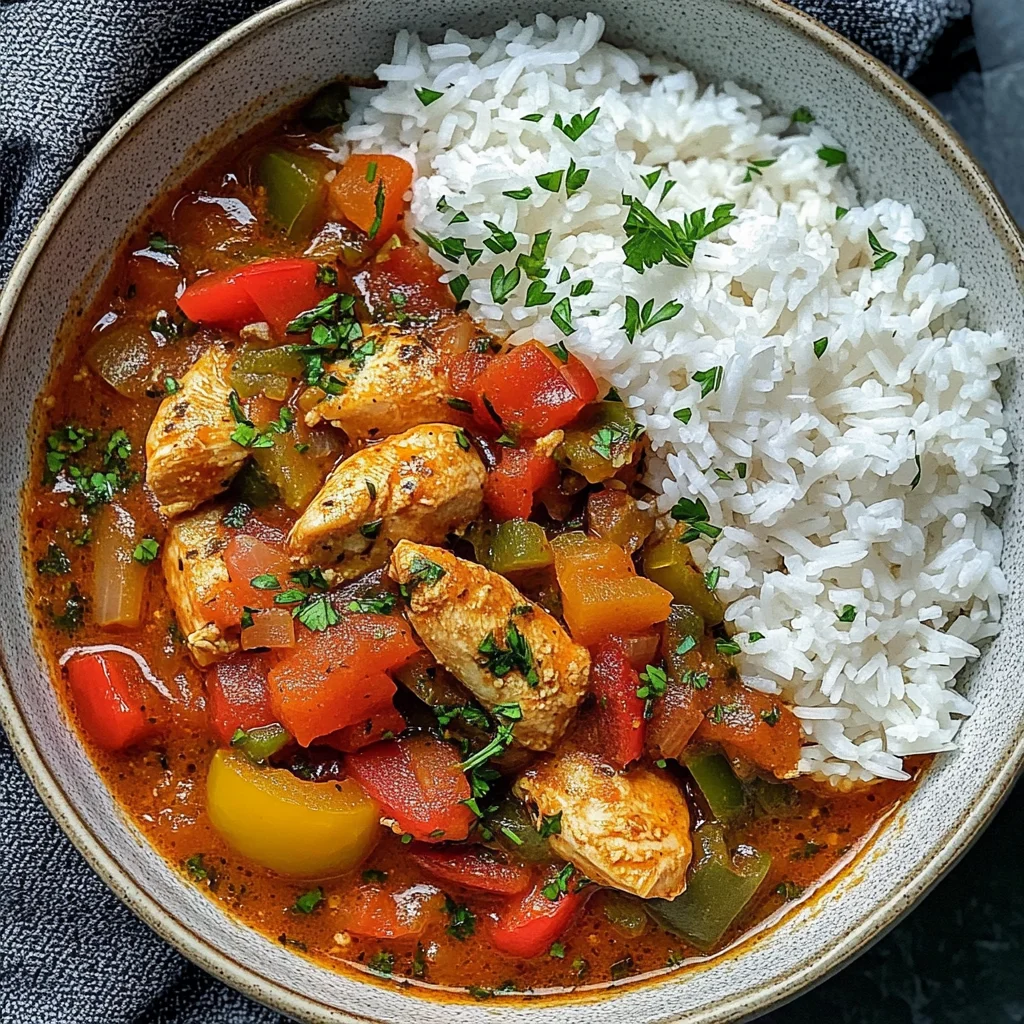 Tomato & Herb Chicken Stew with Fluffy Rice