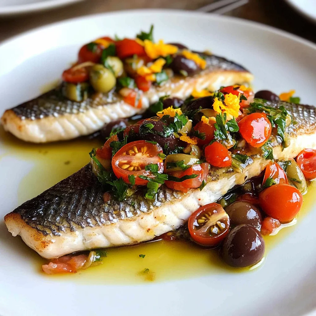 Mediterranean Branzino Filet Recipe with Vierge Sauce