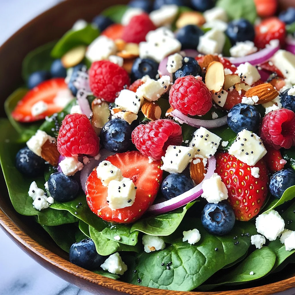 Spinach Berry Salad with Sweet Poppy Seed Dressing