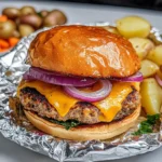 Cheeseburgers in Foil with Veggies and Potatoes