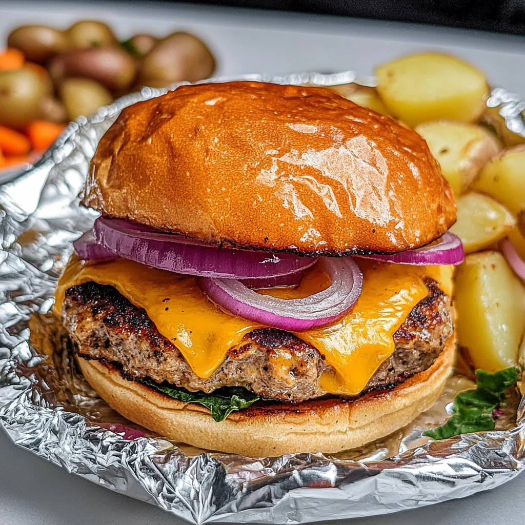 Cheeseburgers in Foil with Veggies and Potatoes