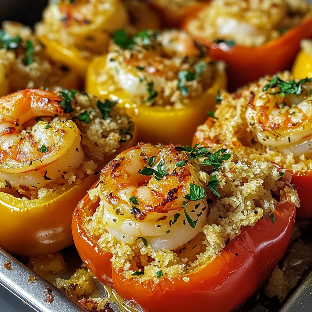 Garlic Butter Shrimp Stuffed Peppers