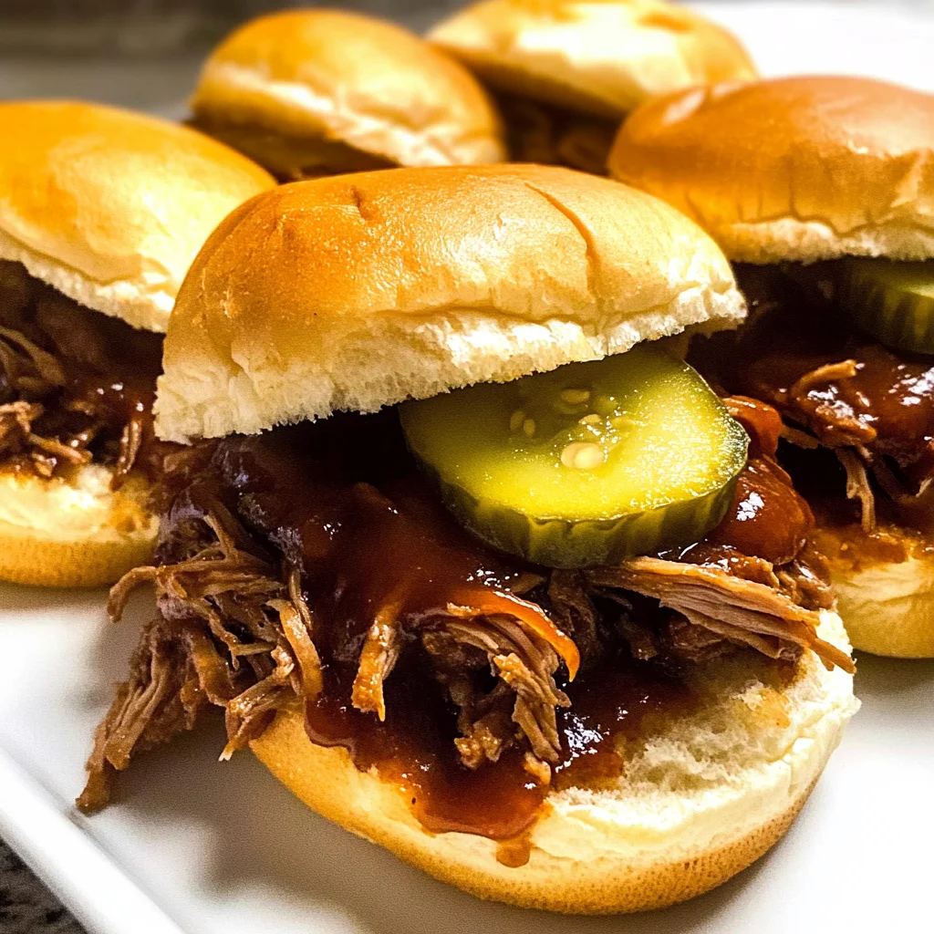 Slow Cooker Dr. Pepper Barbecue Pulled beef Sliders