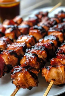 Turkey Bacon Bourbon BBQ Chicken Kebabs