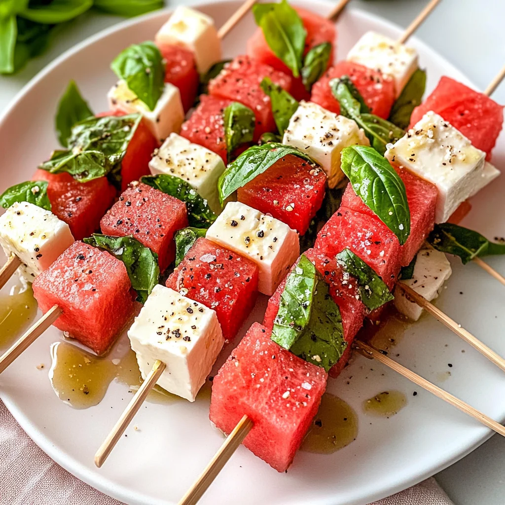 Watermelon Skewers With Feta, Mint, & Basil
