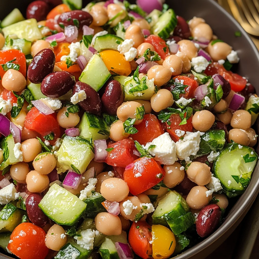 Zesty Bean Salad with Feta - Homefoodkitchen