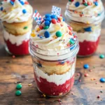 Patriotic Funfetti Mason Jar Cupcakes
