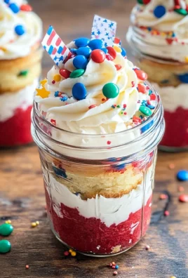 Patriotic Funfetti Mason Jar Cupcakes