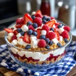 Red White and Blue Cheesecake Salad: Perfect No-Bake Dessert