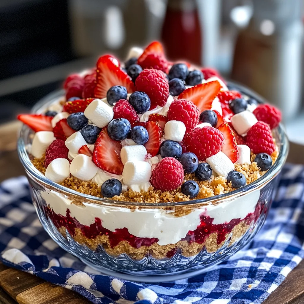 Red White and Blue Cheesecake Salad: Perfect No-Bake Dessert
