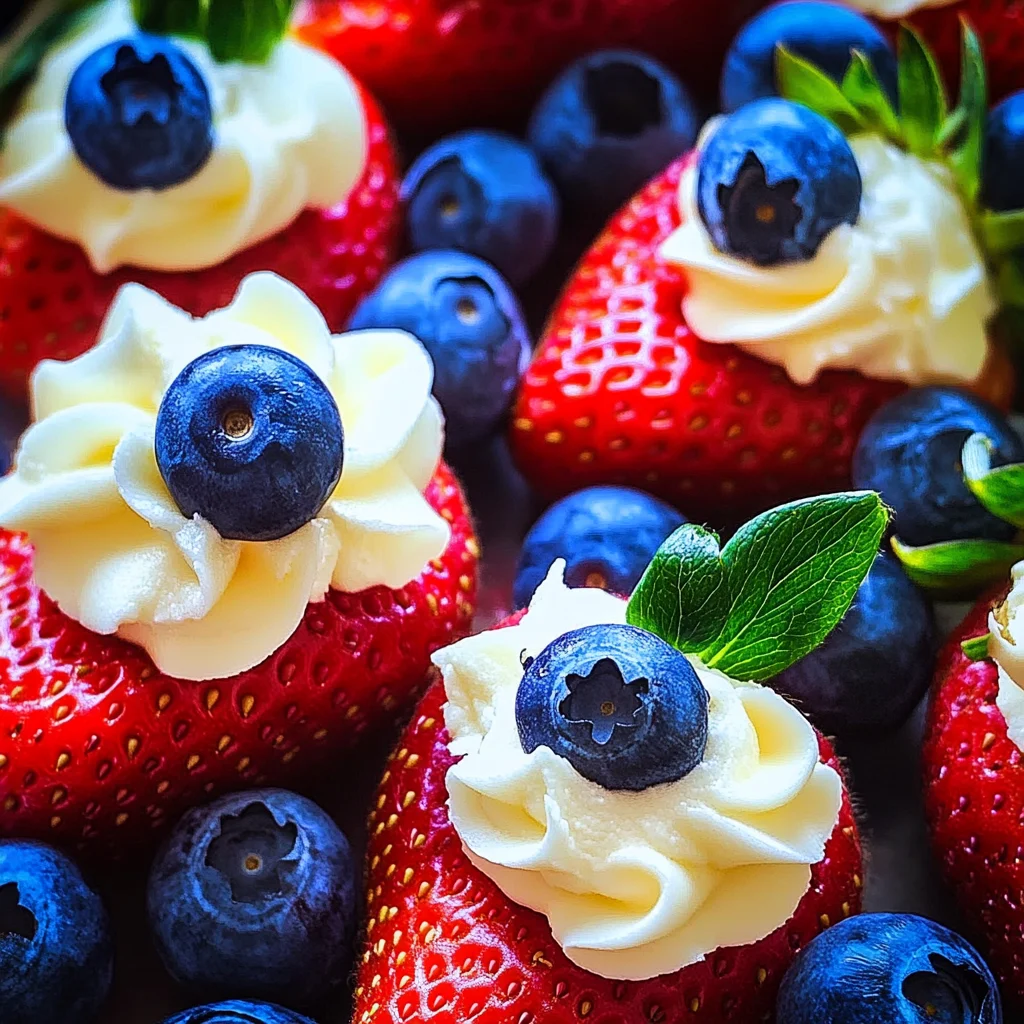 Red, White, and Blue Cheesecake Strawberries