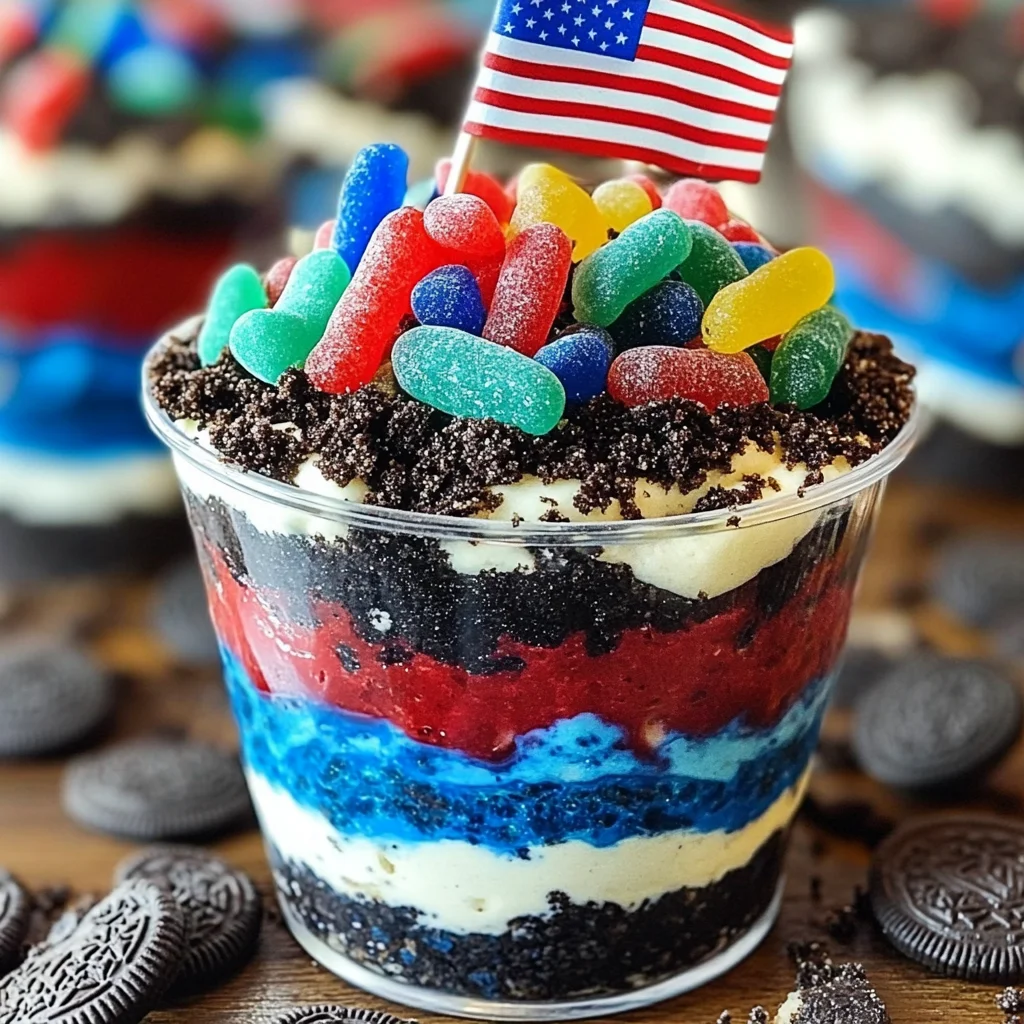 Red White and Blue Dessert Dirt Cups