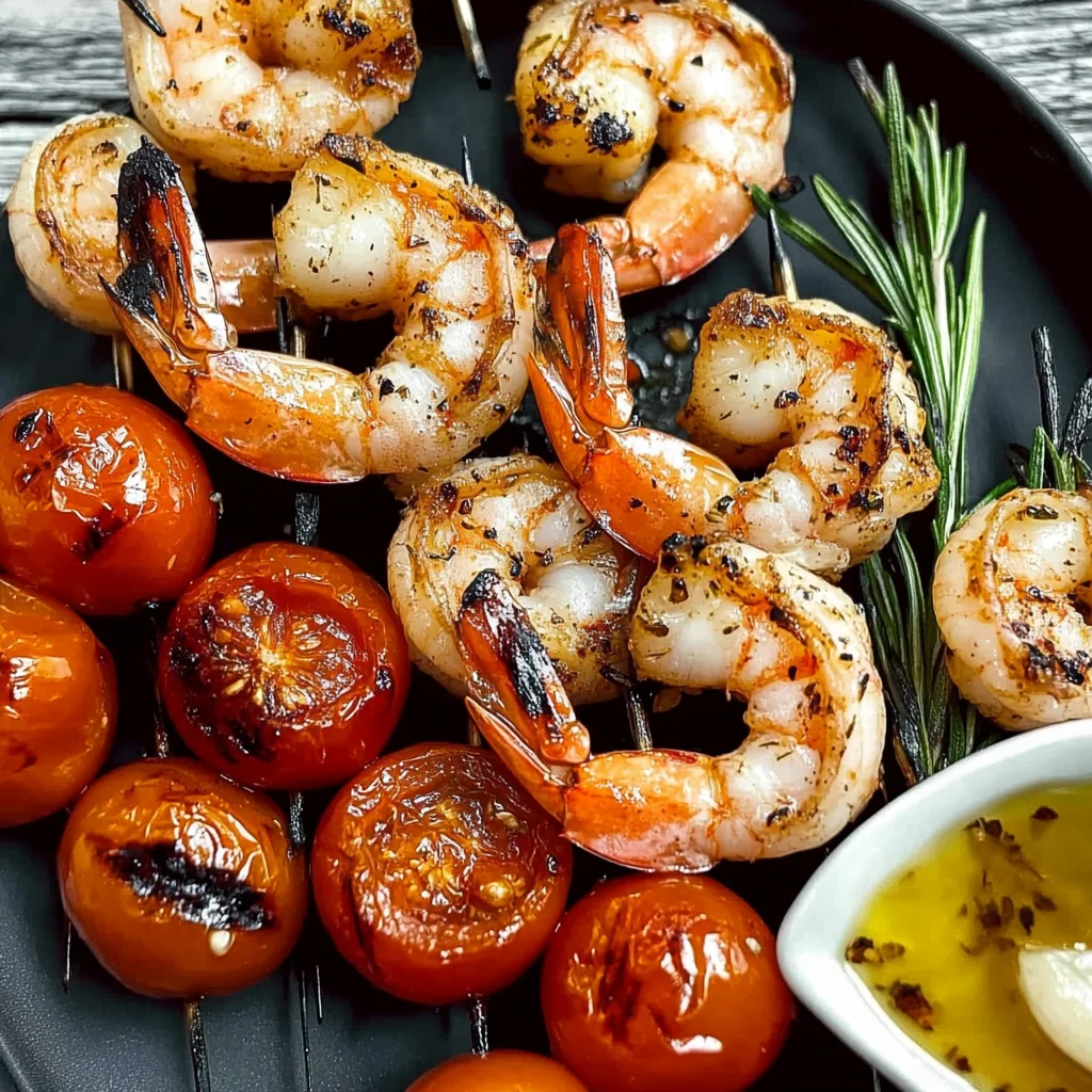 Rosemary Garlic Shrimp and Tomato Kebabs